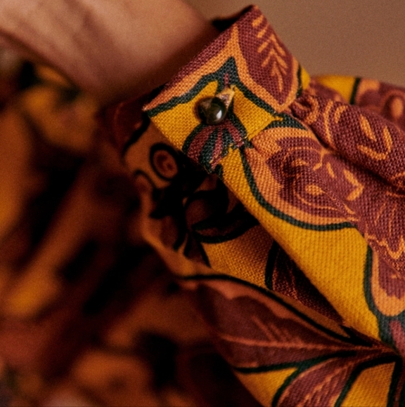 Sezane Carola Dress in Mustard and Burgundy Floral - Picture 5 of 6